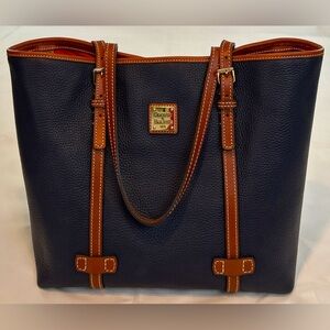 Dooney & Bourke Classic Navy and Brown Tote
